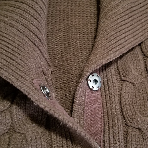 Full Snap Front Brown/Chunky Cardigan - Picture 3 of 6